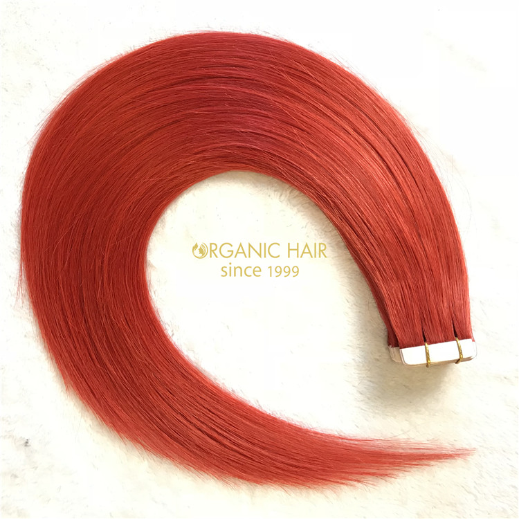 Seamless tape in hair extensions red color X107